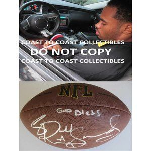 RASHAD JENNINGS,NEW YORK GIANTS,RAIDERS,SIGNED,AUTOGRAPHED,FOOTBALL,COA,PROOF